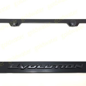 3D (Black) Evolution Emblem Badge Black Powder Coated Metal Steel License Plate Frame Holder For Mitsubishi Lancer EVO