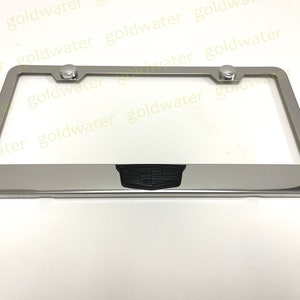 3D (Black) CadillacCrest Logo Emblem Badge Stainless Steel Chrome Metal License Plate Frame Holder