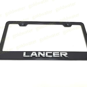 3D LANCER Emblem Black Powder Coated Metal Steel License Plate Frame Holder