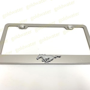 3D Running Horse PONY Logo Badge Emblem Stainless Steel Chrome Metal License Plate Frame Holder