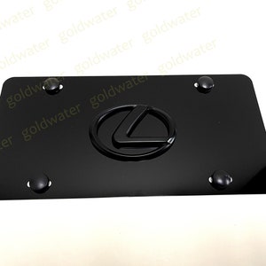 3D (Black) Lexus LOGO Emblem Badge Black Aluminum Metal Vanity Front License Plate Tag Black Edition