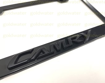 3D (Black) Camry Emblem Badge Black Powder Coated Metal Steel License Plate Frame Holder Black Trim Nightshade Edition NEW