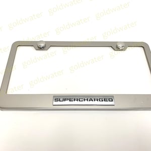 3D SUPERCHARGED Badge Emblem Stainless Steel Chrome Metal License Plate Frame Holder For Land Rover