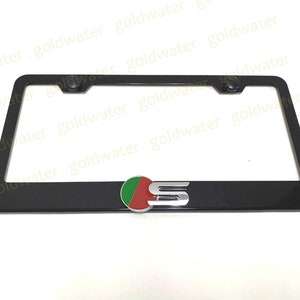 3D JAGUAR S SPORT LOGO Emblem Black Powder Coated Metal Steel License Plate Frame Holder
