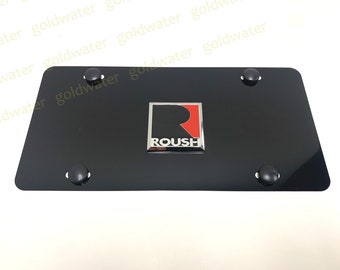 3D ROUSH Emblem Badge Black Aluminum Metal Vanity Front License Plate Tag For Mustang Raptor F150 F250