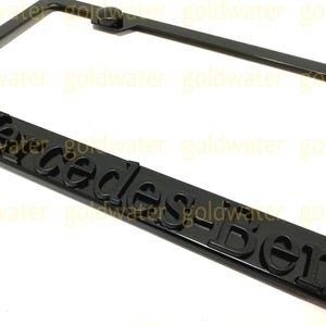 3D (Black) MBenz Emblem Black Powder Coated Metal Steel License Plate Frame Car Tag Holder Black/Night Package