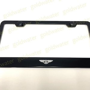 3D Bentley Wing Logo Emblem Badge Black Powder Coated Metal Steel License Plate Frame Holder