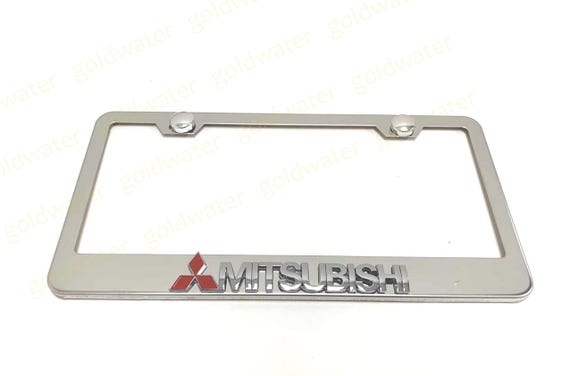 Black 3D Mitsubishi Emblem License Plate Frame - Stainless Steel