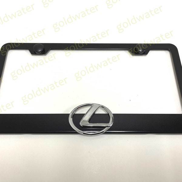 3D Lexus Logo Emblem Black Powder Coated Metal Steel License Plate Frame Holder