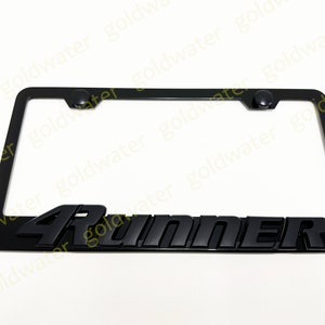 3D (Black) 4Runner Emblem Badge Black Powder Coated Metal Steel License Plate Frame Holder Black Trim Blackout Package