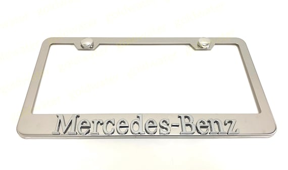 3D Mercedes-Benz Badge Emblem Stainless Steel Chrome Metal License Plate Frame Holder