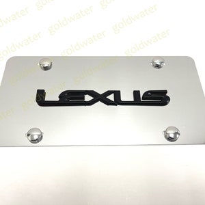 3D (Black) Lexus Emblem Badge Silver Aluminum Chrome Mirrored Metal Vanity Front License Plate Tag