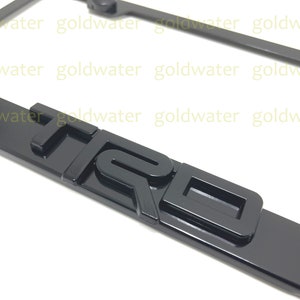 3D (Black) TRD Emblem Badge Black Powder Coated Metal Steel License Plate Frame Tag Holder Black Trim edition