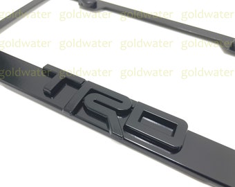 3D (Black) TRD Emblem Badge Black Powder Coated Metal Steel License Plate Frame Tag Holder Black Trim edition