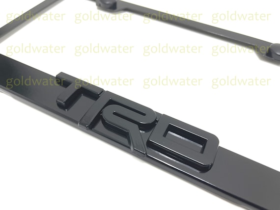 3D (Black) TRD Emblem Badge Black Powder Coated Metal Steel License Plate Frame Tag Holder Black Trim edition