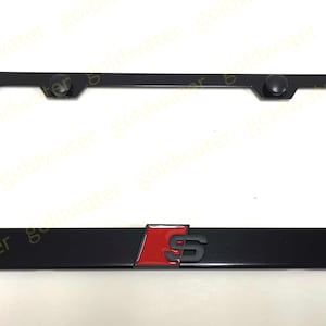 3D (Black) S Sport Logo Emblem Black Powder Coated Metal Steel License Plate Frame Holder For Sportline (BR)