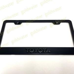 3D (Black) Toyota Emblem Badge Black Powder Coated Metal Steel License Plate Frame Black Trim Edition (M)