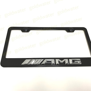 3D ///AMG Emblem Black Powder Coated Metal Steel License Plate Frame Holder (NEW)