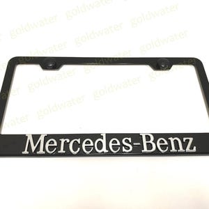 3D MercedesBenz Emblem Black Powder Coated Metal Steel License Plate Frame Car Tag Holder