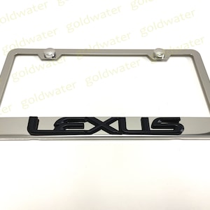3D (Black) Lexus Emblem Stainless Steel Chrome Metal License Plate Frame Holder