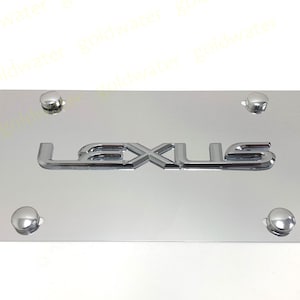 3D LEXUSEmblem Badge Silver Aluminum Chrome Mirrored Metal Vanity Front License Plate Tag