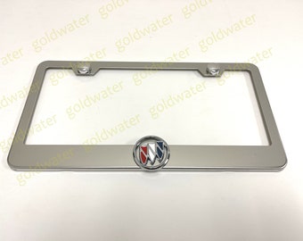 3D BuickLogo Emblem Badge Stainless Steel Chrome Metal License Plate Frame Holder For Verano Enclave Riviera Regal Encore Envision Cascada