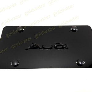 3D (Black) AudiBadge Emblem Black Aluminum Metal Vanity Front License Plate Tag Black Trim Edition