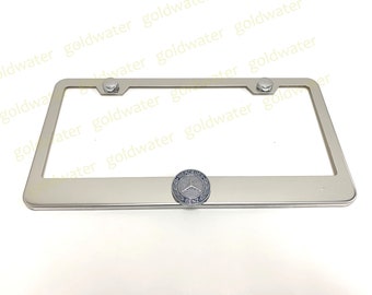 3D Mercedes-Benz Logo Badge Emblem Stainless Steel Chrome Metal License Plate Frame Holder