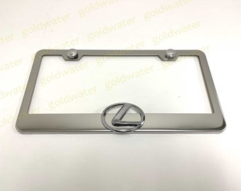 3D Lexus Logo Emblem Badge Stainless Steel Chrome Metal License Plate Frame Holder