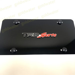 3D TRD Sport Emblem Badge Black Aluminum Metal Vanity Front License Plate Tag