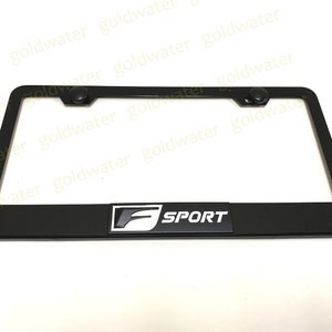 3D F SPORT Badge Emblem Black Powder Coated Metal Steel License Plate Frame Holder