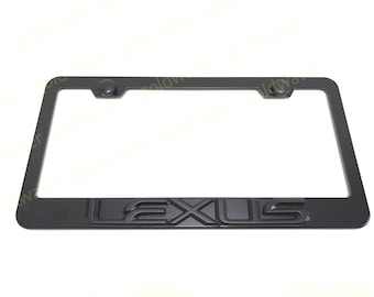 3D (Black) LEXUSEmblem Badge Black Powder Coated Metal Steel License Plate Frame Holder