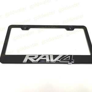 3D RAV4 Badge Emblem Black Powder Coated Metal Steel License Plate Frame Holder