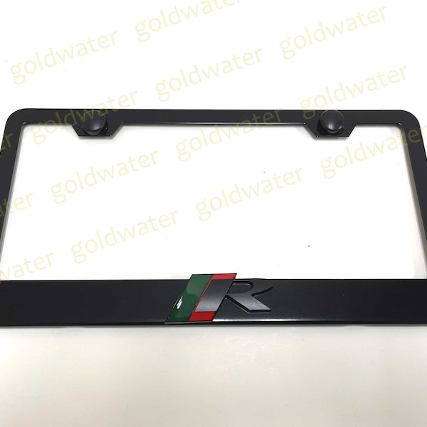 3D (Black) R Sport LOGO Emblem Black Powder Coated Metal Steel License Plate Frame Holder For R Sport