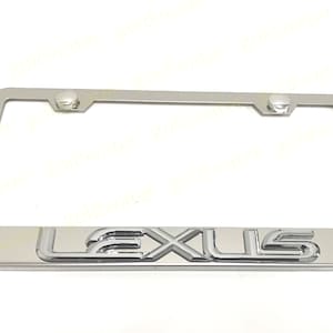 3D LEXUSBadge Emblem Stainless Steel Chrome Metal License Plate Frame Holder