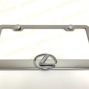 3D LexusLogo Emblem Badge Stainless Steel Chrome Metal License Plate Frame Holder