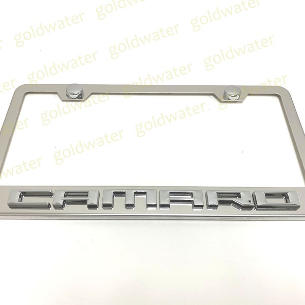 3D Camaro Badge Emblem Stainless Steel Chrome Metal License Plate Frame Holder (L)