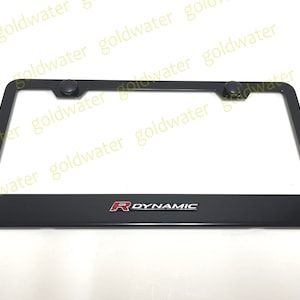 3D R-Dynamic Emblem Badge Black Powder Coated Metal Steel License Plate Frame Holder For Land Rover