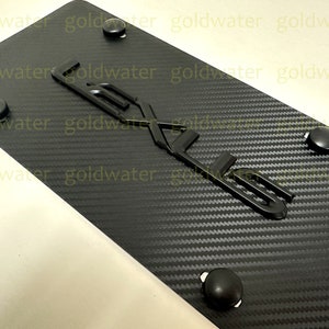 3D (Black) Lexus Emblem Carbon Fiber Style Aluminum Vanity Front License Plate Black Line edition