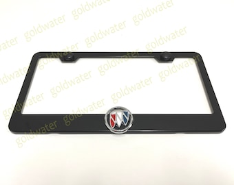 3D BuickLogo Badge Emblem Black Powder Coated Metal Steel License Plate Frame Holder For Verano Enclave Encore Regal