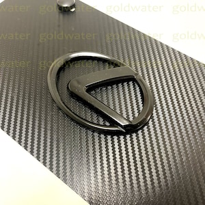 3D Black Lexus Logo Emblem Carbon Fiber Style Aluminum Vanity Front License Plate