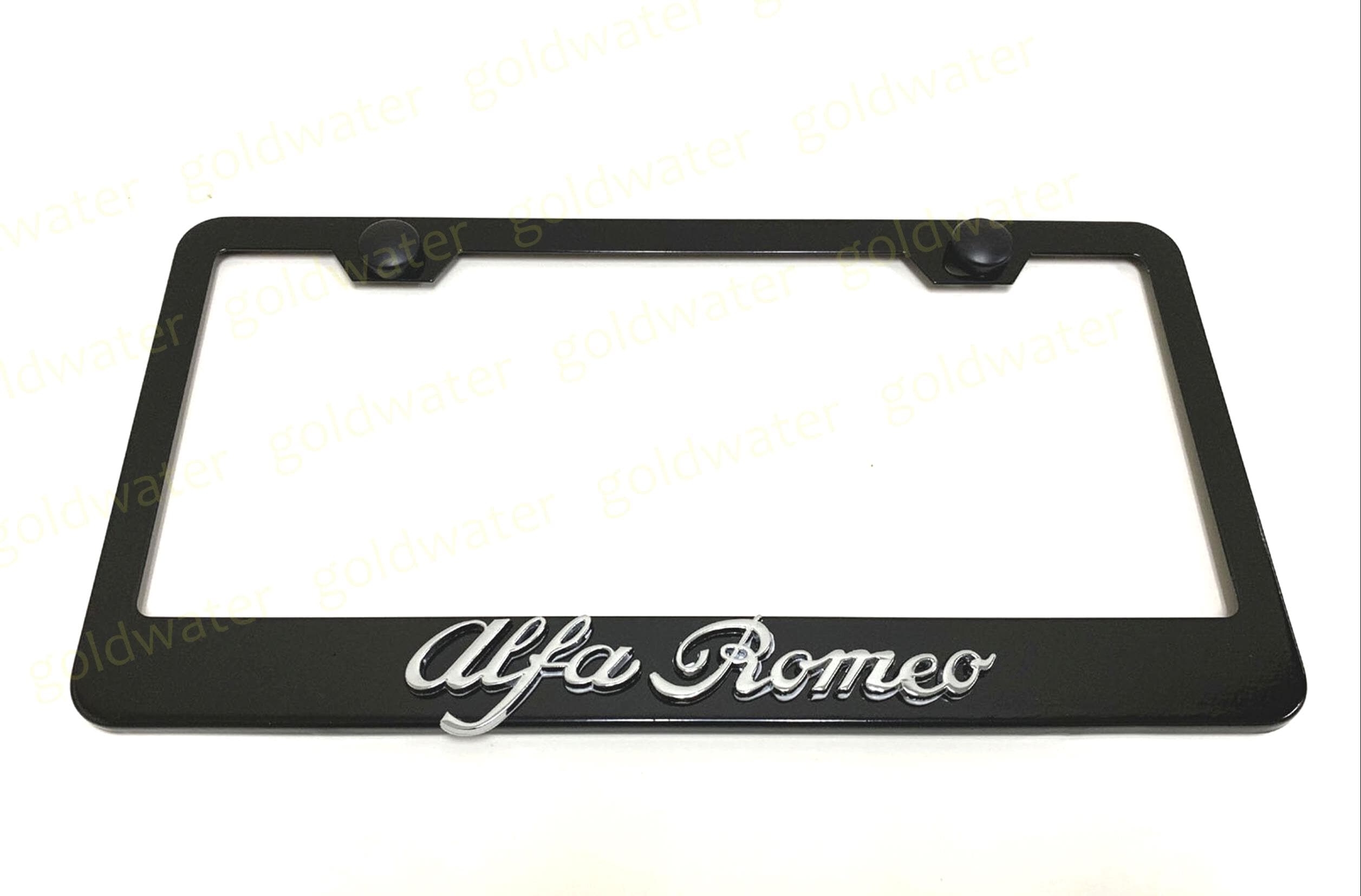 Stainless Steel License Plate Frame With 3D Alfa Romeo Emblem – Rust Free Chrome Finish + Screw Caps