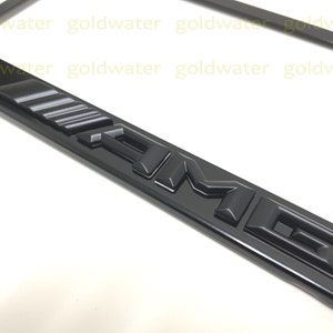 3D Black ////AMG Emblem Badge Black Powder Coated Metal Steel License Plate Frame Holder Night Black Edition(New)