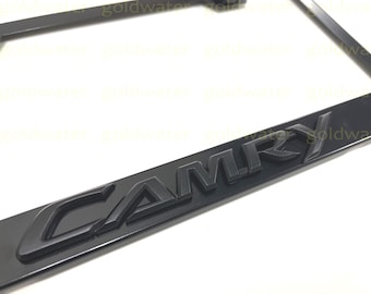 3D (Black) Camry Emblem Badge Black Powder Coated Metal Steel License Plate Frame Holder Black Trim Nightshade Edition NEW