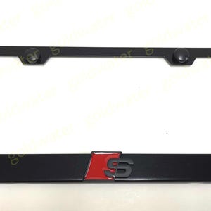3D (Black) S Sport Logo Emblem Black Powder Coated Metal Steel License Plate Frame Holder For Sportline (BR)