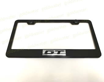 3D GT Badge Emblem Black Powder Coated Metal Steel License Plate Frame Holder Gran Touring Durango, Challenger, Charger