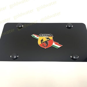 3D ABARTH Scorpion Logo Emblem Badge Black Aluminum Metal Vanity Front License Plate Tag