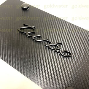 3D Black Turbo Emblem Carbon Fiber Style Aluminum Vanity Front License Plate