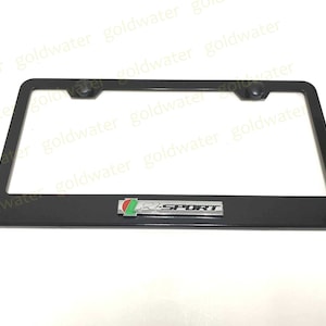 3D R-SPORT Emblem Black Powder Coated Metal Steel License Plate Frame Holder