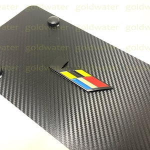 3D Black V-Series Emblem Badge Carbon Fiber Style Aluminum Vanity Front License Plate For CTS XTS ATS